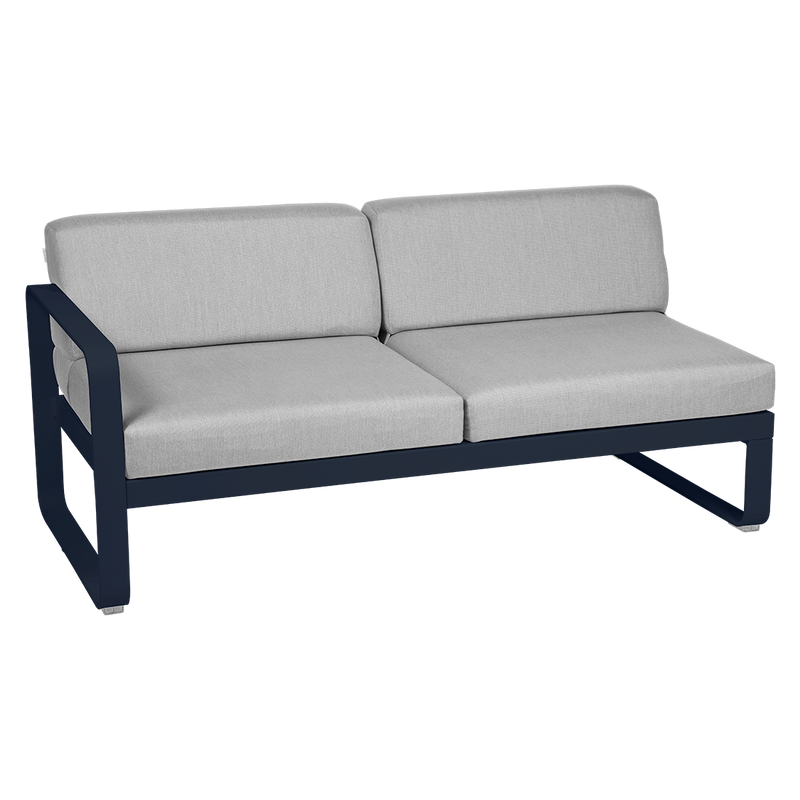 Load image into Gallery viewer, Fermob Bellevie 2-Seater Left Module – Deep Blue frame with Flannel Grey fabric cushions
