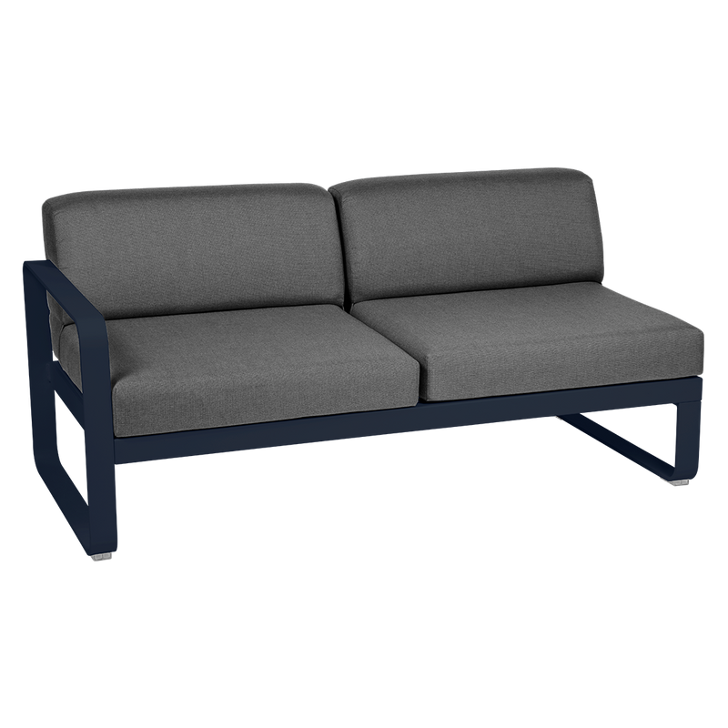 Load image into Gallery viewer, Fermob Bellevie 2-Seater Left Module – Deep Blue frame with Graphite Grey fabric cushions
