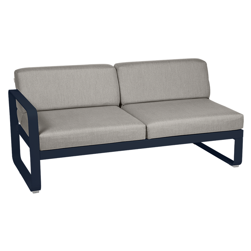 Load image into Gallery viewer, Fermob Bellevie 2-Seater Left Module – Deep Blue frame with Grey Taupe fabric cushions
