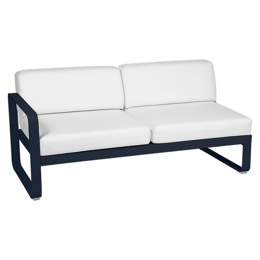 Fermob Bellevie 2-Seater Left Module – Deep Blue frame with Off-White fabric cushions