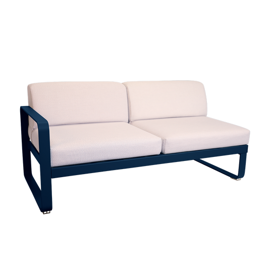 Fermob Bellevie 2-Seater Left Module – Deep Blue frame with Pearl fabric cushions