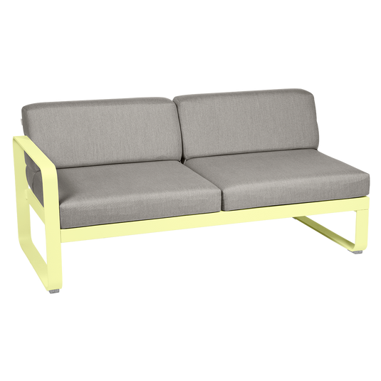 Fermob Bellevie 2-Seater Left Module – Frosted Lemon frame with Grey Taupe fabric cushions