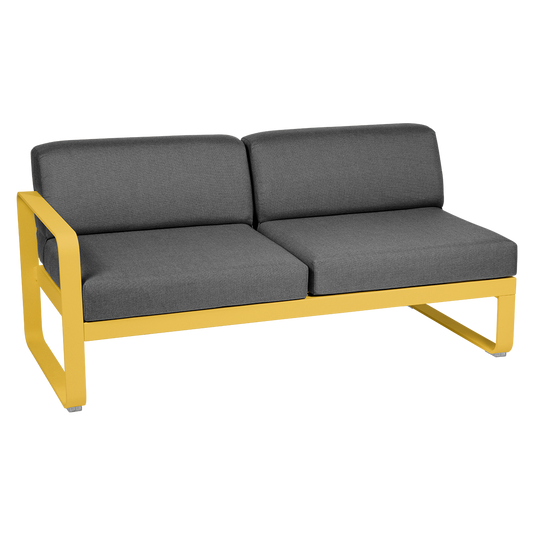 Fermob Bellevie 2-Seater Left Module – Honey frame with Graphite Grey fabric cushions