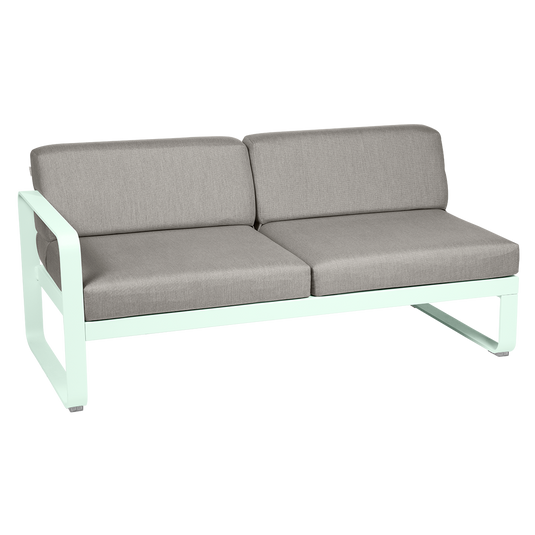 Fermob Bellevie 2-Seater Left Module – Ice Mint frame with Grey Taupe fabric cushions