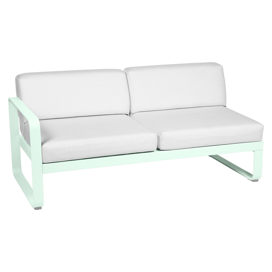 Fermob Bellevie 2-Seater Left Module – Ice Mint frame with Off-White fabric cushions
