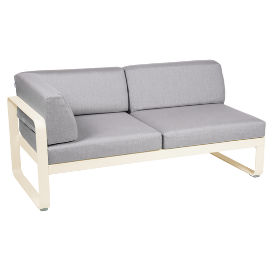Fermob Bellevie 2-Seater Left Module – Latte Beige frame with Flannel Grey fabric cushions