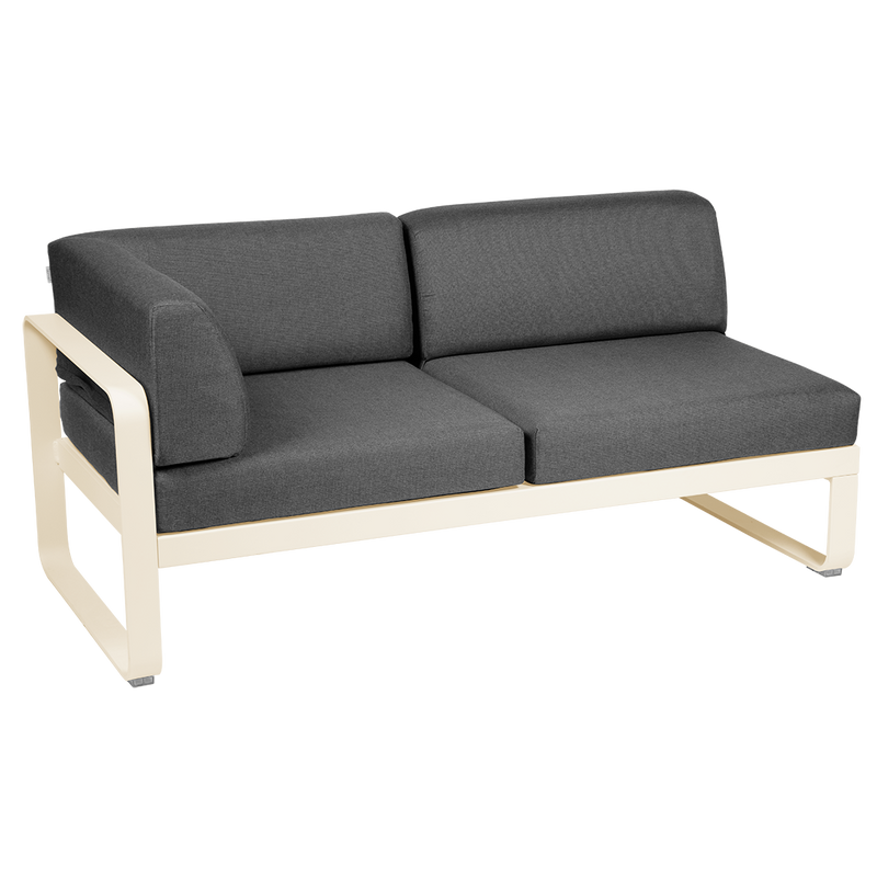 Load image into Gallery viewer, Fermob Bellevie 2-Seater Left Module – Latte Beige frame with Graphite Grey fabric cushions
