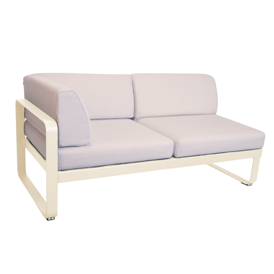 Fermob Bellevie 2-Seater Left Module – Latte Beige frame with Pearl fabric cushions