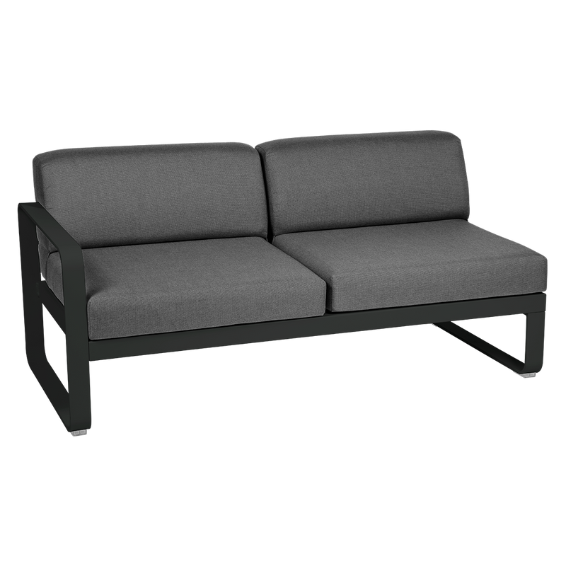 Load image into Gallery viewer, Fermob Bellevie 2-Seater Left Module – Liquorice frame with Graphite Grey fabric cushions
