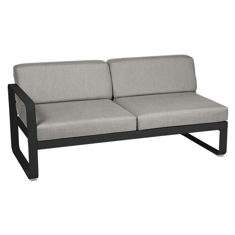 Load image into Gallery viewer, Fermob Bellevie 2-Seater Left Module – Liquorice frame with Grey Taupe fabric cushions
