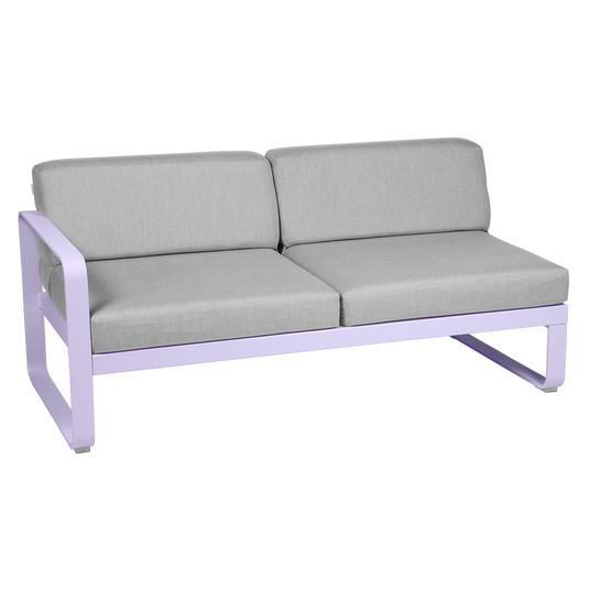 Fermob Bellevie 2-Seater Left Module – Marshmallow frame with Flannel Grey fabric cushions