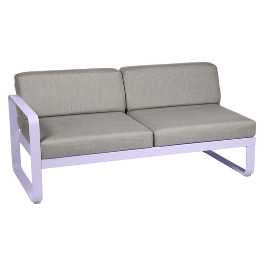 Fermob Bellevie 2-Seater Left Module – Marshmallow frame with Grey Taupe fabric cushions