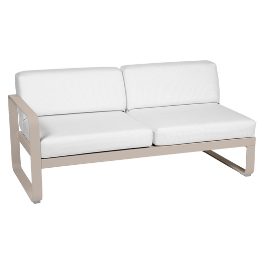 Fermob Bellevie 2-Seater Left Module – Nutmeg frame with Off-White fabric cushions
