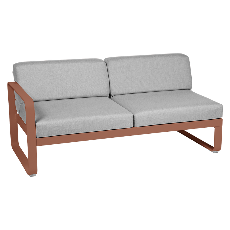 Load image into Gallery viewer, Fermob Bellevie 2-Seater Left Module – Red Ochre frame with Flannel Grey fabric cushions
