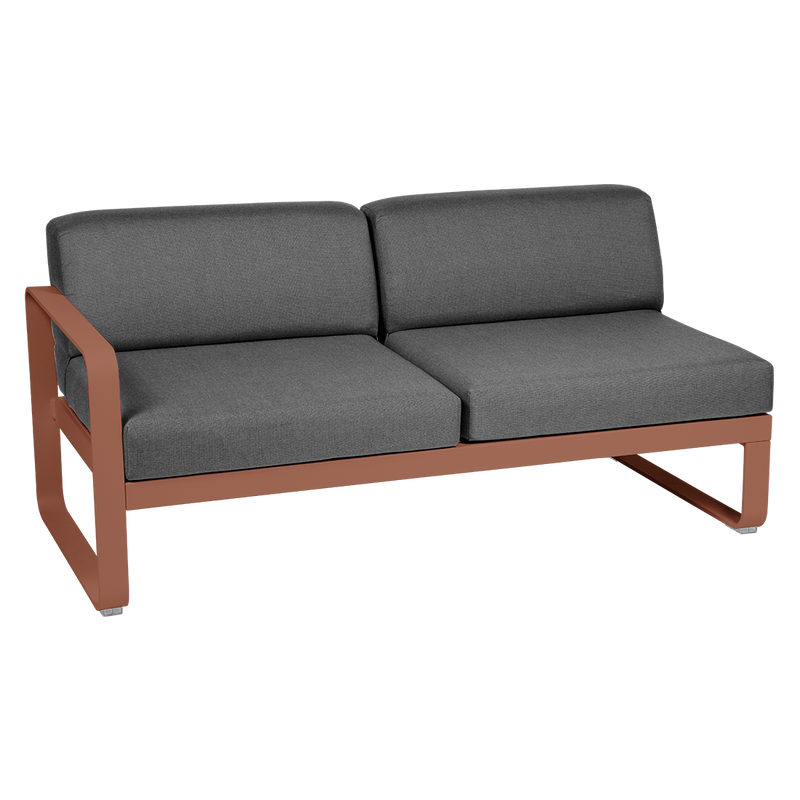 Load image into Gallery viewer, Fermob Bellevie 2-Seater Left Module – Red Ochre frame with Graphite Grey fabric cushions
