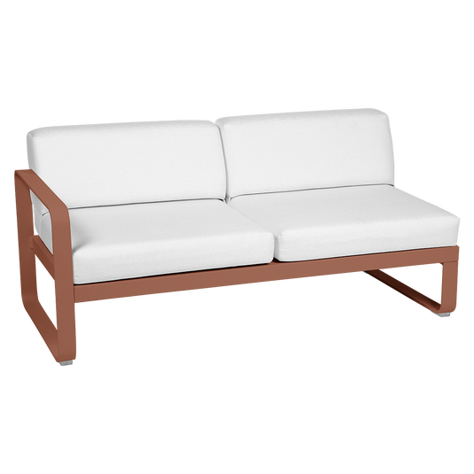 Fermob Bellevie 2-Seater Left Module – Red Ochre frame with Off-White fabric cushions