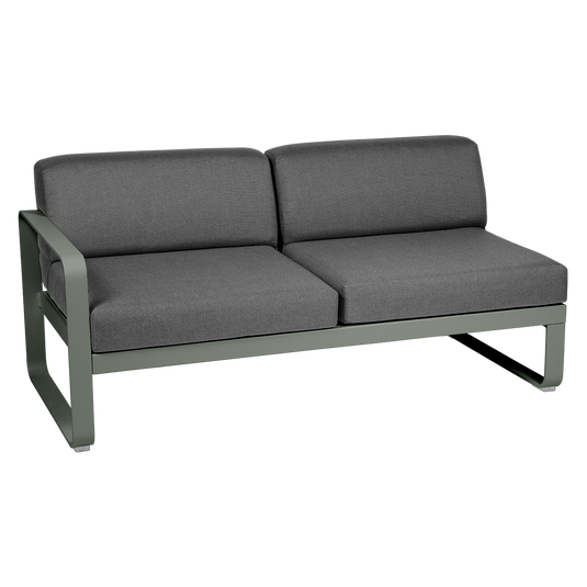 Fermob Bellevie 2-Seater Left Module – Rosemary frame with Graphite Grey fabric cushions