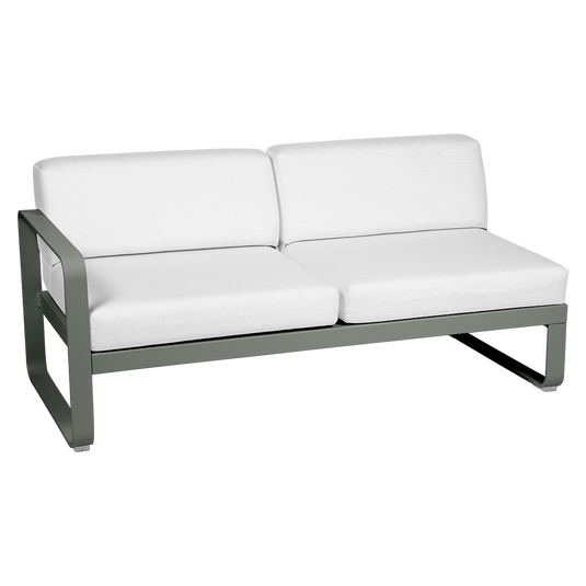 Fermob Bellevie 2-Seater Left Module – Rosemary frame with Off-White fabric cushions