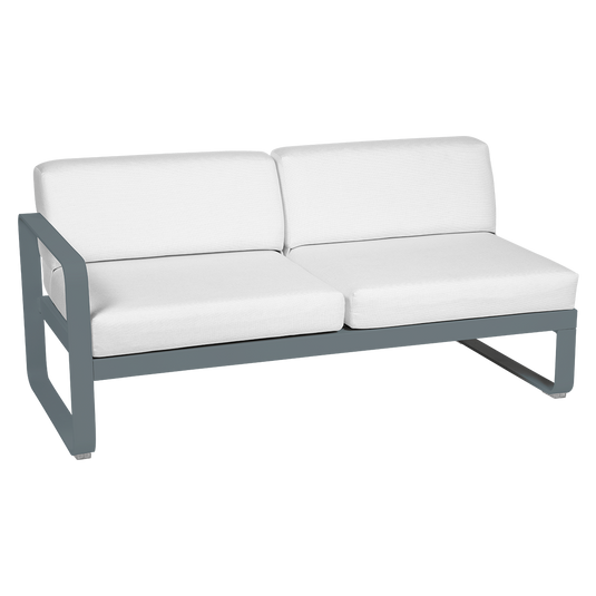 Fermob Bellevie 2-Seater Left Module – Storm Grey frame with Off-White fabric cushions