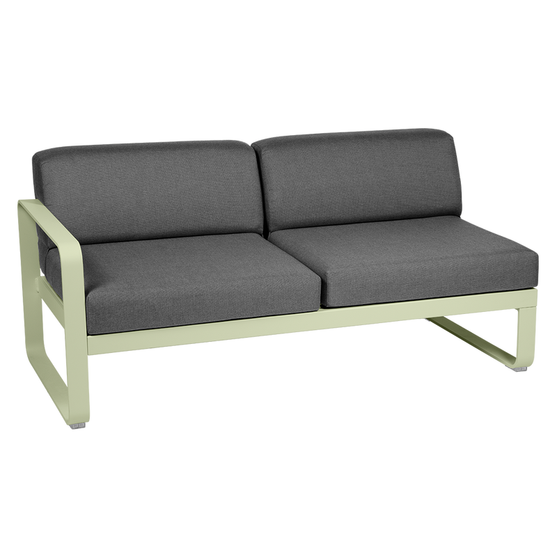 Load image into Gallery viewer, Fermob Bellevie 2-Seater Left Module – Willow Green frame with Graphite Grey fabric cushions
