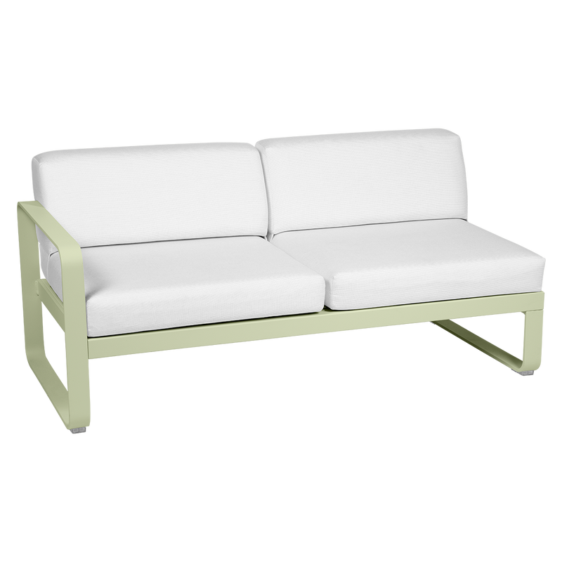 Load image into Gallery viewer, Fermob Bellevie 2-Seater Left Module – Willow Green frame with Off-White fabric cushions
