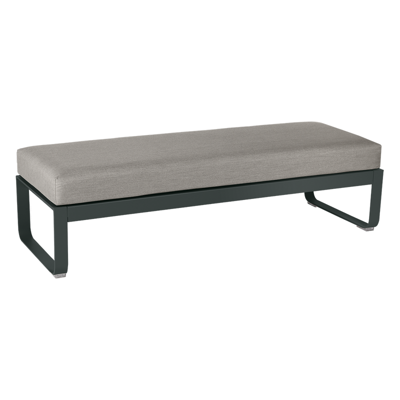 Load image into Gallery viewer, Fermob Bellevie 2-Seater Ottoman Bench – Anthracite frame with Grey Taupe fabric cushions
