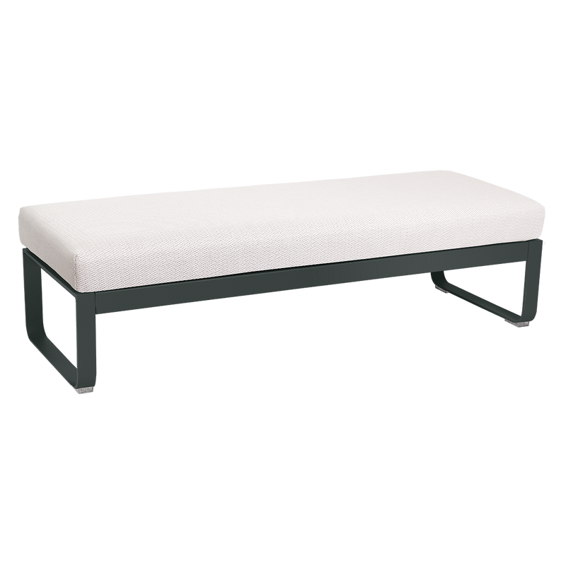 Load image into Gallery viewer, Fermob Bellevie 2-Seater Ottoman Bench – Anthracite frame with Pearl fabric cushions
