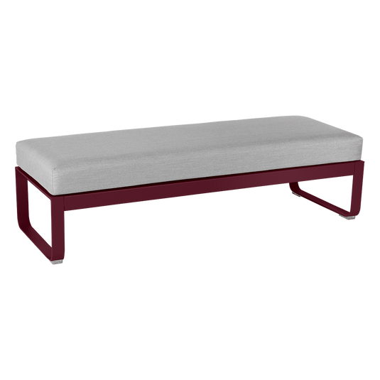 Fermob Bellevie 2-Seater Ottoman Bench – Black Cherry frame with Flannel Grey fabric cushions