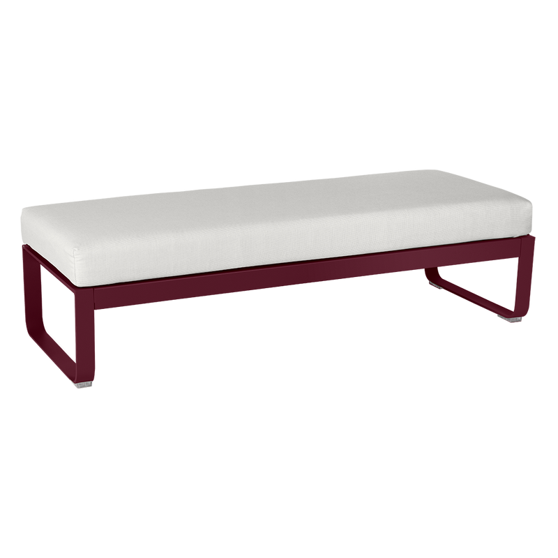 Load image into Gallery viewer, Fermob Bellevie 2-Seater Ottoman Bench – Black Cherry frame with Off-White fabric cushions
