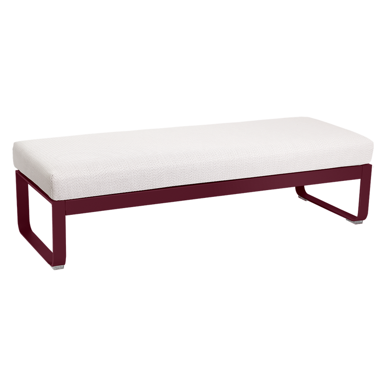 Load image into Gallery viewer, Fermob Bellevie 2-Seater Ottoman Bench – Black Cherry frame with Pearl fabric cushions
