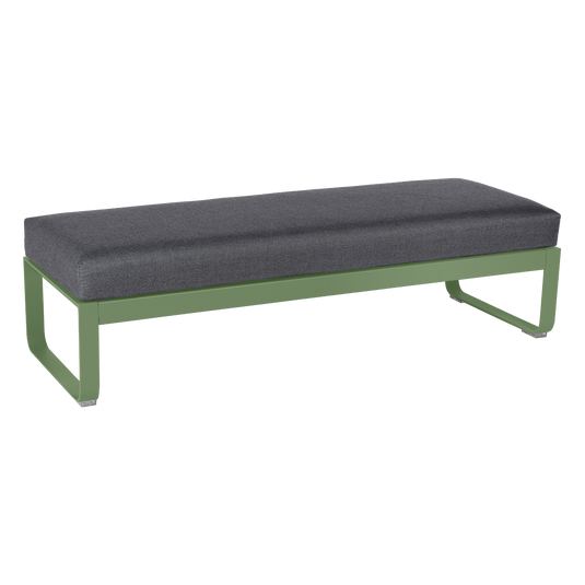 Fermob Bellevie 2-Seater Ottoman Bench – Cactus frame with Graphite Grey fabric cushions