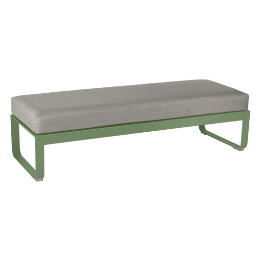 Fermob Bellevie 2-Seater Ottoman Bench – Cactus frame with Grey Taupe fabric cushions