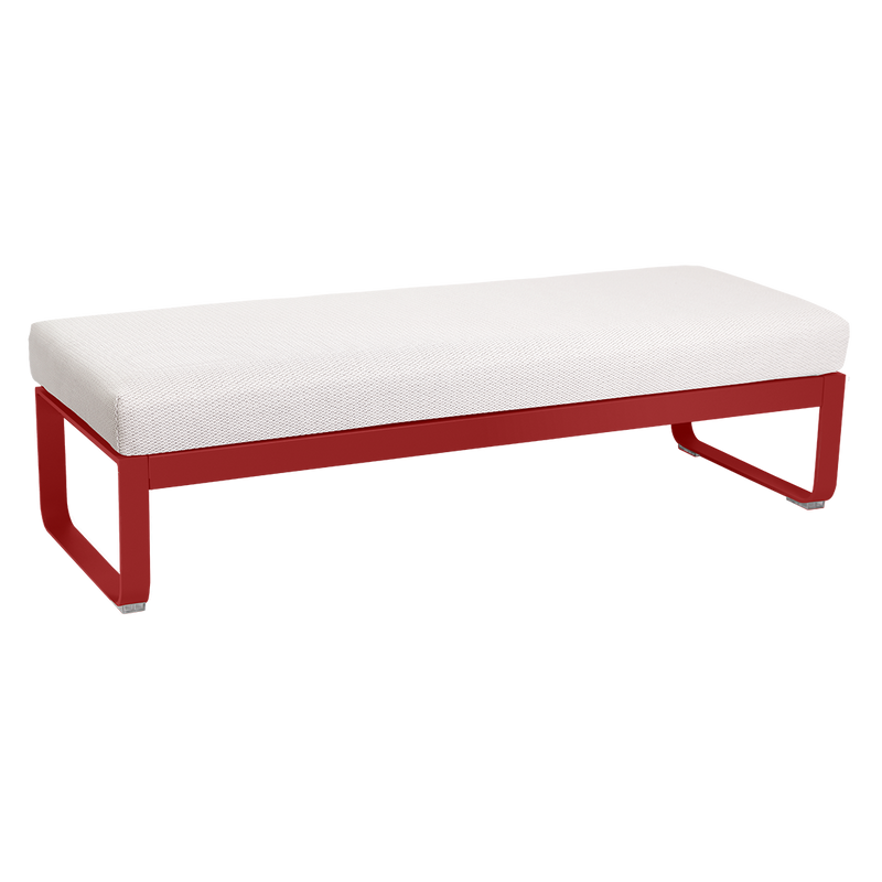 Load image into Gallery viewer, Fermob Bellevie 2-Seater Ottoman Bench – Chilli frame with Pearl fabric cushions
