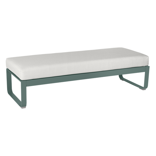 Fermob Bellevie 2-Seater Ottoman Bench – Clay Grey frame with Off-White fabric cushions