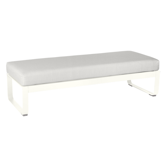 Fermob Bellevie 2-Seater Ottoman Bench – Cotton White frame with Off-White fabric cushions