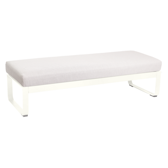 Fermob Bellevie 2-Seater Ottoman Bench – Cotton White frame with Pearl fabric cushions