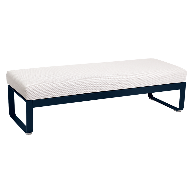 Load image into Gallery viewer, Fermob Bellevie 2-Seater Ottoman Bench – Deep Blue frame with Pearl fabric cushions

