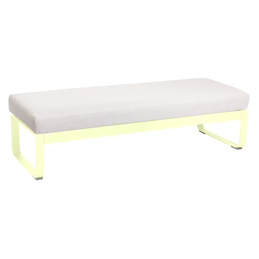 Fermob Bellevie 2-Seater Ottoman Bench – Frosted Lemon frame with Pearl fabric cushions