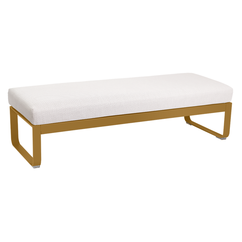 Load image into Gallery viewer, Fermob Bellevie 2-Seater Ottoman Bench – Gingerbread frame with Pearl fabric cushions
