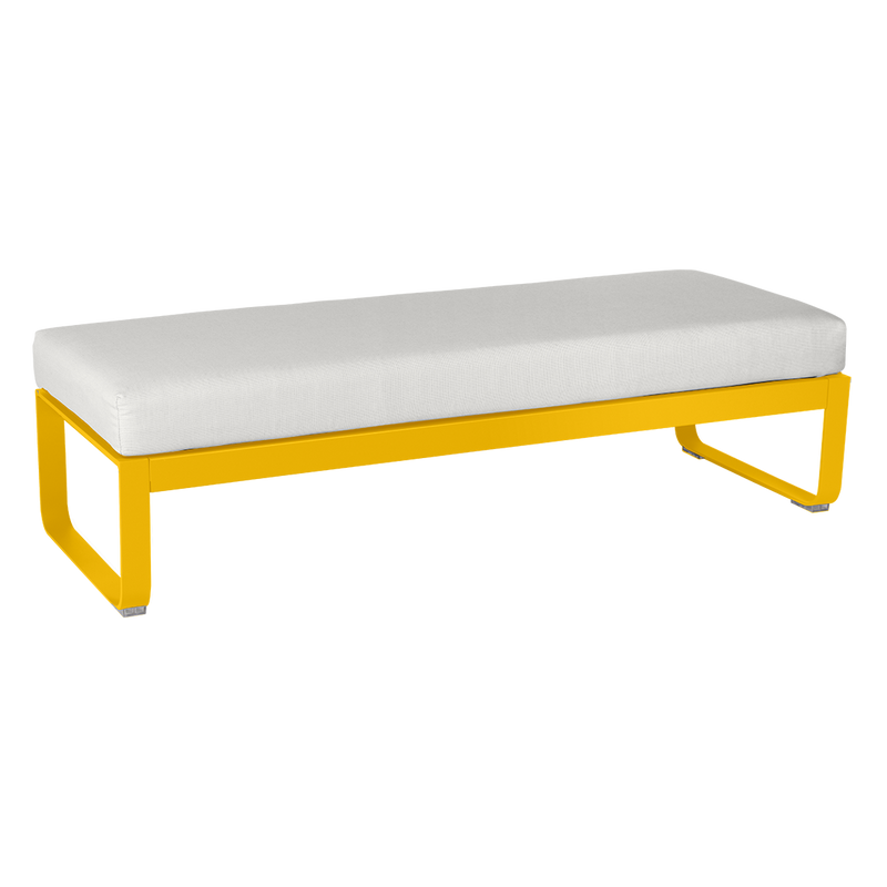 Load image into Gallery viewer, Fermob Bellevie 2-Seater Ottoman Bench – Honey frame with Off-White fabric cushions
