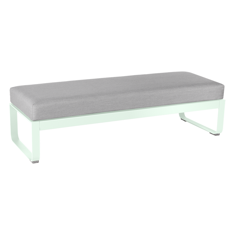 Load image into Gallery viewer, Fermob Bellevie 2-Seater Ottoman Bench – Ice Mint frame with Flannel Grey fabric cushions
