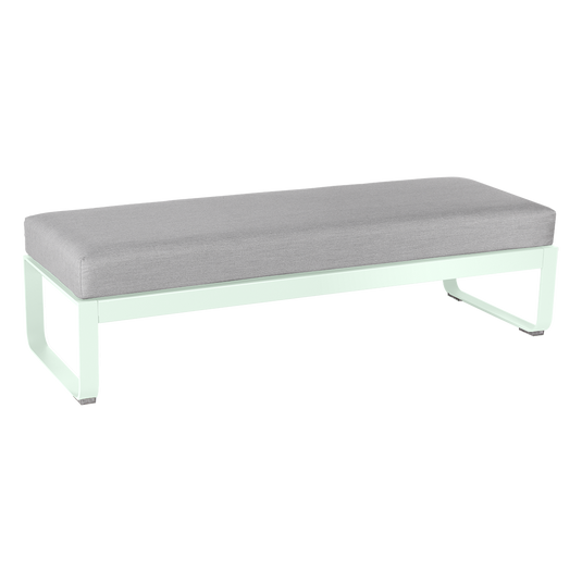 Fermob Bellevie 2-Seater Ottoman Bench – Ice Mint frame with Flannel Grey fabric cushions