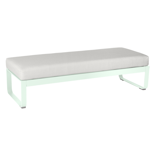 Fermob Bellevie 2-Seater Ottoman Bench – Ice Mint frame with Off-White fabric cushions