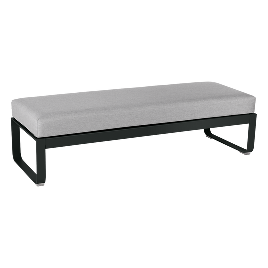 Fermob Bellevie 2-Seater Ottoman Bench – Liquorice frame with Flannel Grey fabric cushions