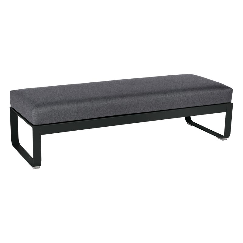 Load image into Gallery viewer, Fermob Bellevie 2-Seater Ottoman Bench – Liquorice frame with Graphite Grey fabric cushions
