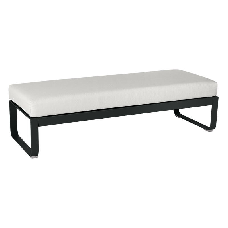 Load image into Gallery viewer, Fermob Bellevie 2-Seater Ottoman Bench – Liquorice frame with Off-White fabric cushions
