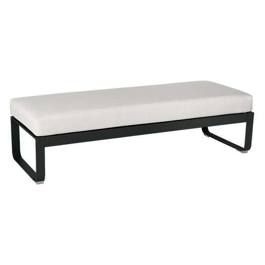 Fermob Bellevie 2-Seater Ottoman Bench – Liquorice frame with Off-White fabric cushions