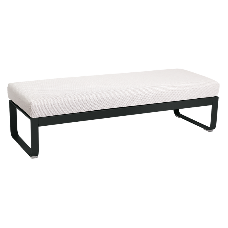 Load image into Gallery viewer, Fermob Bellevie 2-Seater Ottoman Bench – Liquorice frame with Pearl fabric cushions
