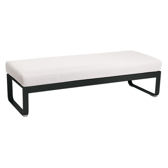 Fermob Bellevie 2-Seater Ottoman Bench – Liquorice frame with Pearl fabric cushions
