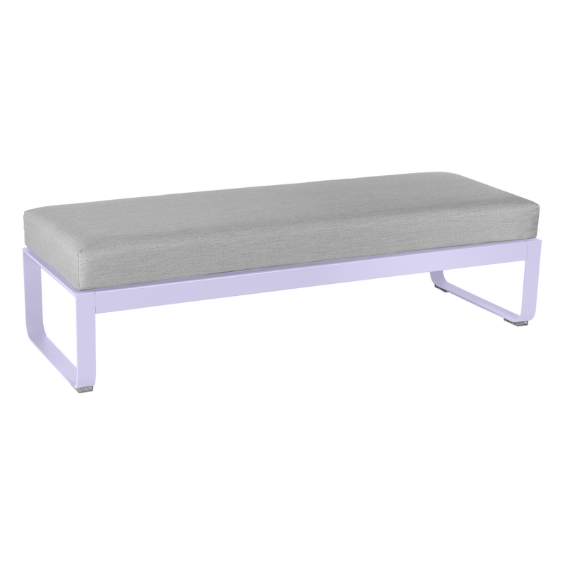 Load image into Gallery viewer, Fermob Bellevie 2-Seater Ottoman Bench – Marshmallow frame with Flannel Grey fabric cushions
